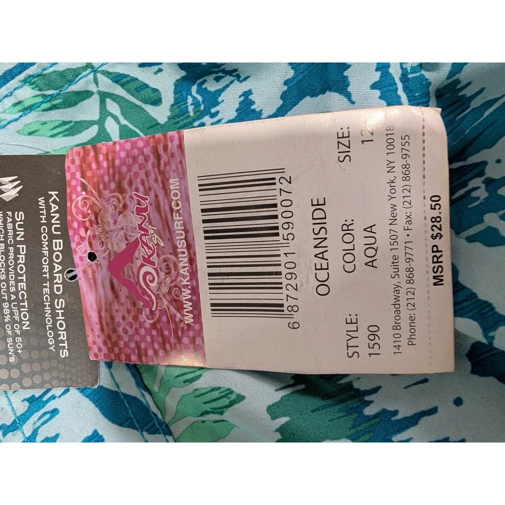 Kanu Surf Boys Oceanside Aqua Floral Board Shorts Swim‎ Trunks Size 12